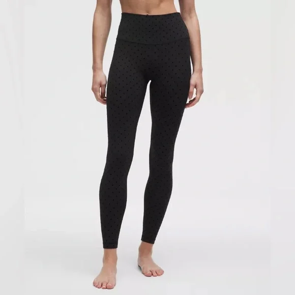 Lululemon Align High-Rise Pant 25" *Flocked in Polka Flock Black Size 12 - Picture 1 of 7